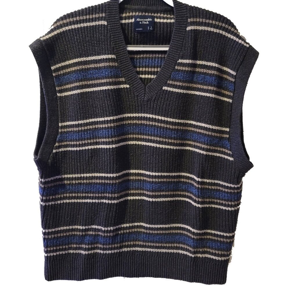 Abercrombie & FItch Striped Knit Sleeveless Sweater Vest (L)